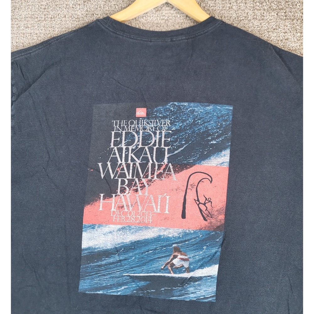VTG Quiksilver Eddie Aikau Waimea Bay Hawaii T-Shirt Mens XXL Surfing Black